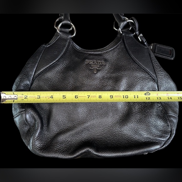 Official PRADA gun metal black leather handbag bag purse like new designer w bag - Picture 7 of 13